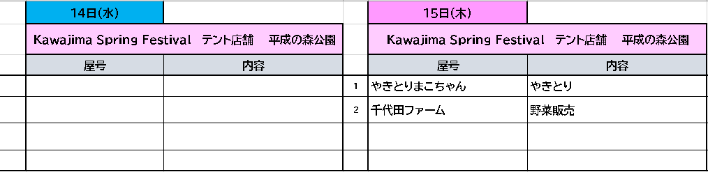 14,15日テント店舗